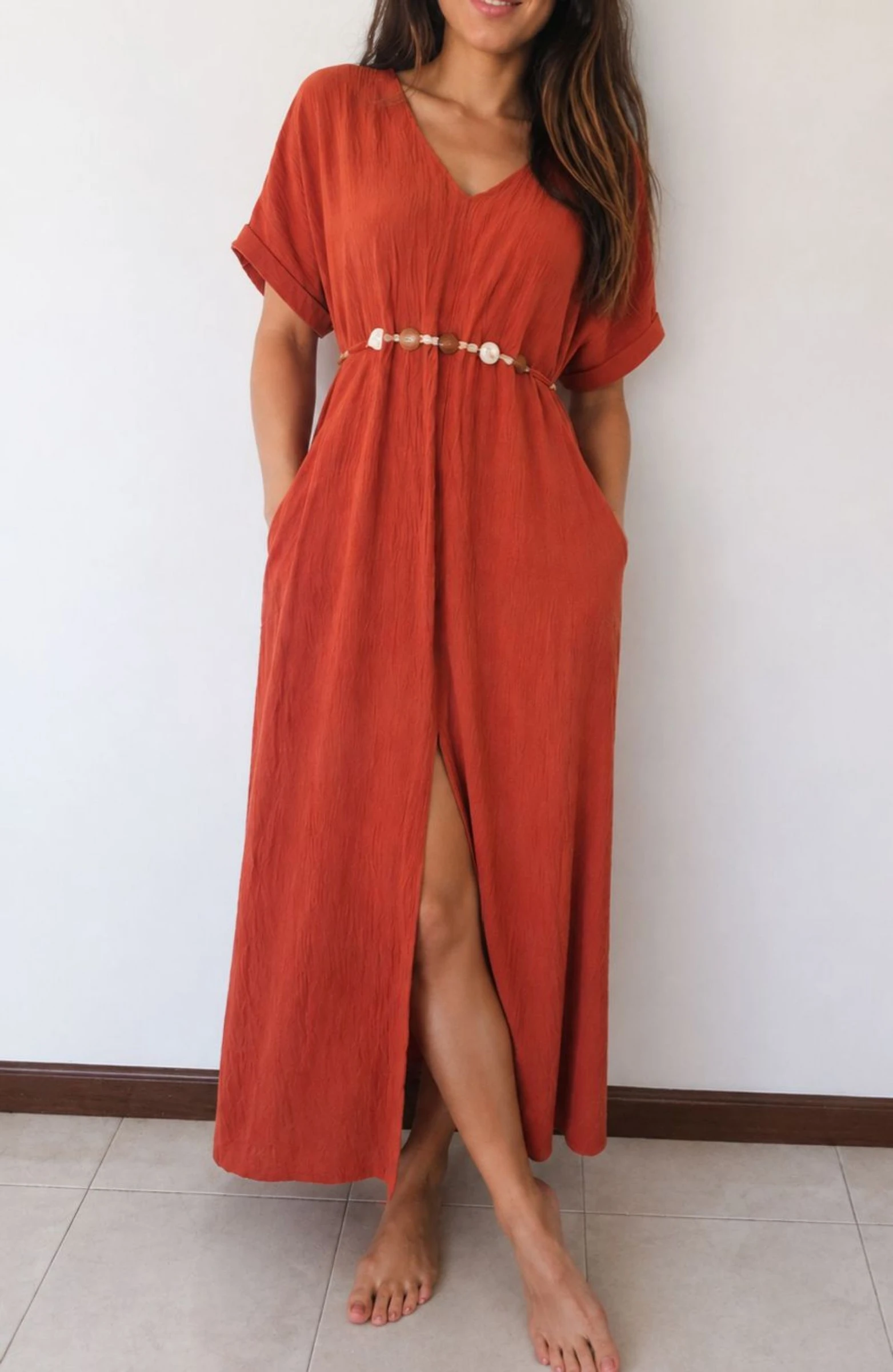 Oversized Terracotta Dress • Adjustable Belt • Pockets • One Size • Timeless Minimal Style – photo 2